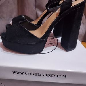Steve Madden Madeline black suede platforms